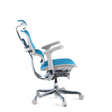 cadeira ergonomica branco azul estrutura branca red malha mesh bracos regulaveis 5d apoio de cabeca 5