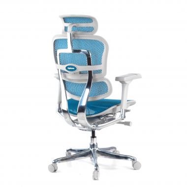 cadeira ergonomica branco azul estrutura branca red malha mesh bracos regulaveis 5d apoio de cabeca 6