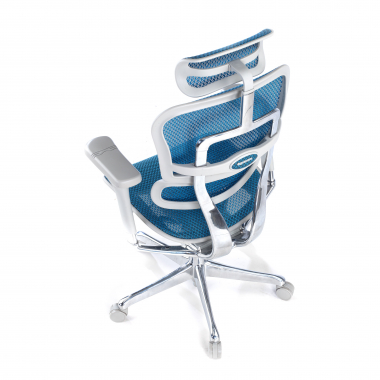 cadeira ergonomica branco azul estrutura branca red malha mesh bracos regulaveis 5d apoio de cabeca 7