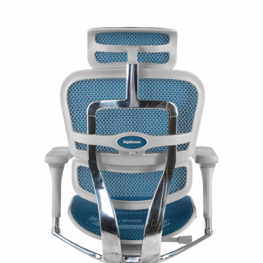 cadeira ergonomica branco azul estrutura branca red malha mesh bracos regulaveis 5d apoio de cabeca 8