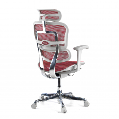 cadeira ergonomica branco vermelho estrutura branca red malha mesh bracos regulaveis 5d apoio de cabeca 6
