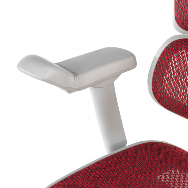 cadeira ergonomica branco vermelho estrutura branca red malha mesh bracos regulaveis 5d apoio de cabeca 9