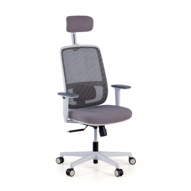 cadeira de escritorio branco cinzento kaito malha mesh bracos moveis apoio de cabeca 1