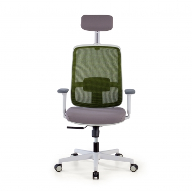 cadeira de escritorio branco verde kaito malha mesh bracos moveis apoio de cabeca 3