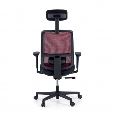 cadeira de escritorio vermelho estrutura negra reposacabecas malha mesh bracos regulaveis 1d apoio lombar apoio de cabeca 7