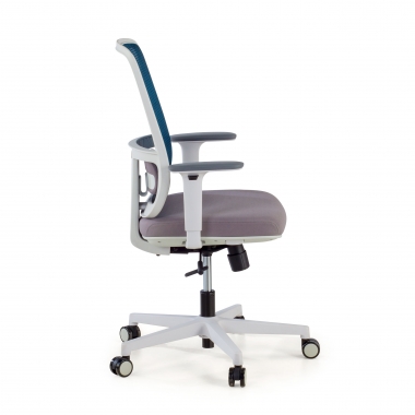 cadeira de escritorio branco azul estrutura branca malha mesh bracos regulaveis 1d apoio lombar 4