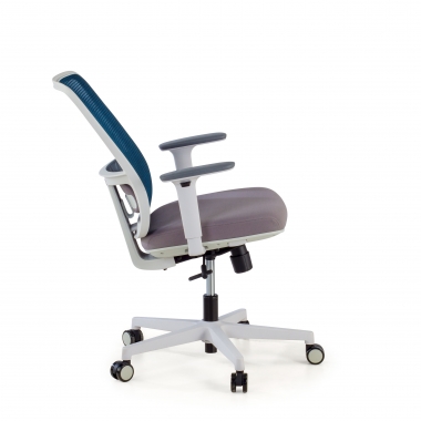 cadeira de escritorio branco azul estrutura branca malha mesh bracos regulaveis 1d apoio lombar 5