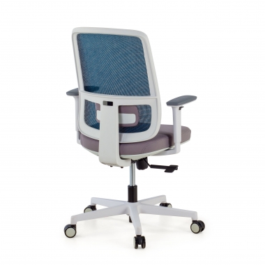 cadeira de escritorio branco azul estrutura branca malha mesh bracos regulaveis 1d apoio lombar 6