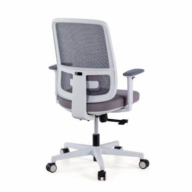 cadeira de escritorio branco cinzento estrutura branca malha mesh bracos regulaveis 1d apoio lombar 6