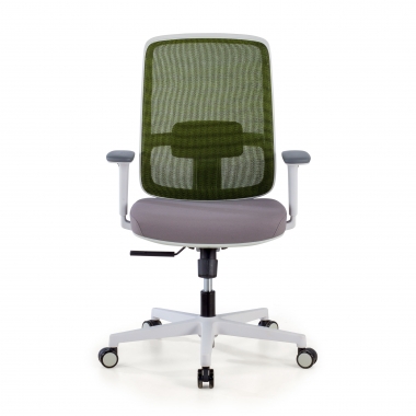 cadeira de escritorio branco verde estrutura branca malha mesh bracos regulaveis 1d apoio lombar 3