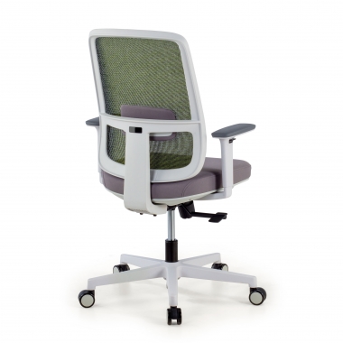cadeira de escritorio branco verde estrutura branca malha mesh bracos regulaveis 1d apoio lombar 6
