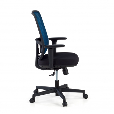 cadeira de escritorio azul estrutura preta malha mesh bracos regulaveis 1d apoio lombar 4
