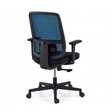 cadeira de escritorio azul estrutura preta malha mesh bracos regulaveis 1d apoio lombar 6