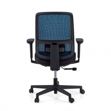 cadeira de escritorio azul estrutura preta malha mesh bracos regulaveis 1d apoio lombar 7