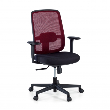 cadeira de escritorio vermelho estrutura preta malha mesh bracos regulaveis 1d apoio lombar 1