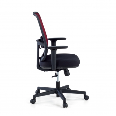 cadeira de escritorio vermelho estrutura preta malha mesh bracos regulaveis 1d apoio lombar 4