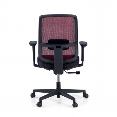 cadeira de escritorio vermelho estrutura preta malha mesh bracos regulaveis 1d apoio lombar 7