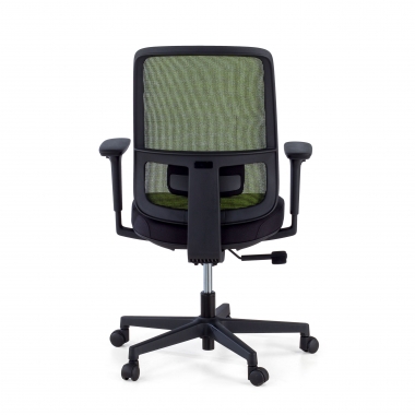 cadeira de escritorio verde estrutura preta malha mesh bracos regulaveis 1d apoio lombar 8