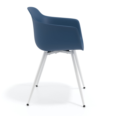 cadeira sala de espera branco azul 4 patas plastico bracos fixos 4