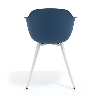 cadeira sala de espera branco azul 4 patas plastico bracos fixos 5