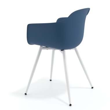 cadeira sala de espera branco azul 4 patas plastico bracos fixos 6