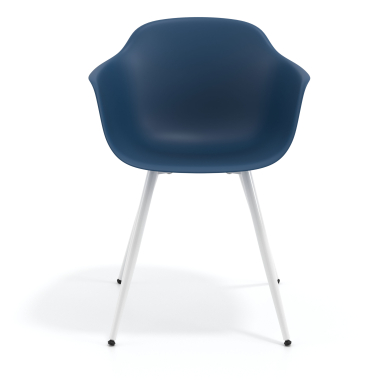 cadeira sala de espera branco azul 4 patas plastico bracos fixos 3