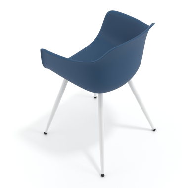 cadeira sala de espera branco azul 4 patas plastico bracos fixos 7