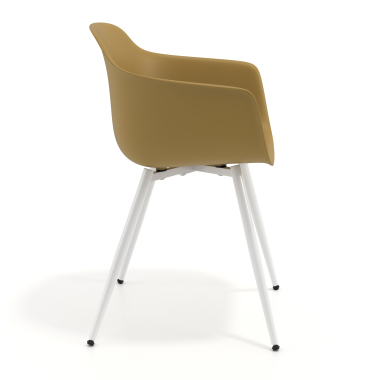 cadeira sala de espera branco amarelo 4 patas plastico bracos fixos 4