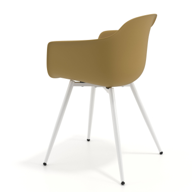 cadeira sala de espera branco amarelo 4 patas plastico bracos fixos 6