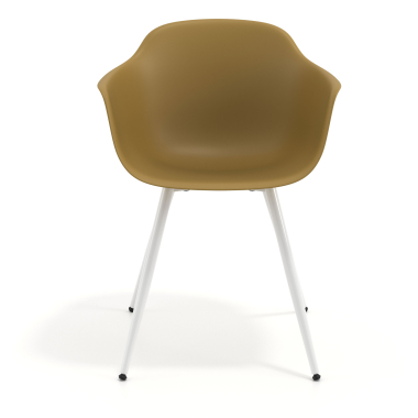 cadeira sala de espera branco amarelo 4 patas plastico bracos fixos 3