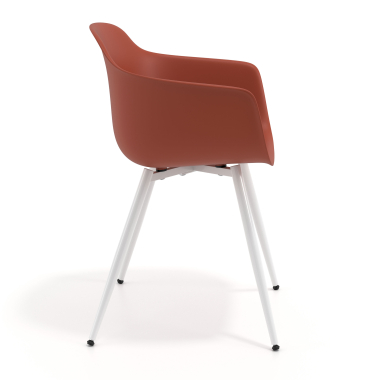 cadeira sala de espera branco laranja 4 patas plastico bracos fixos 4