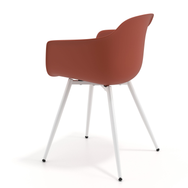 cadeira sala de espera branco laranja 4 patas plastico bracos fixos 6