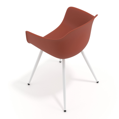 cadeira sala de espera branco laranja 4 patas plastico bracos fixos 7