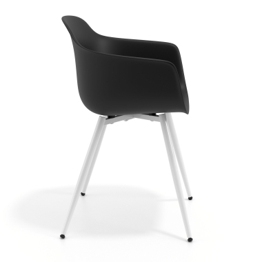 cadeira sala de espera branco preto 4 patas plastico bracos fixos 4