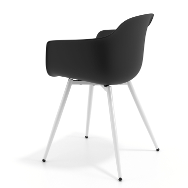 cadeira sala de espera branco preto 4 patas plastico bracos fixos 6