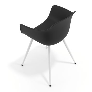 cadeira sala de espera branco preto 4 patas plastico bracos fixos 7