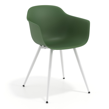 cadeira sala de espera branco verde 4 patas plastico bracos fixos 1