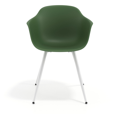 cadeira sala de espera branco verde 4 patas plastico bracos fixos 3