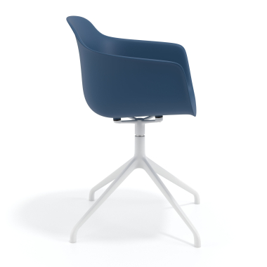 cadeira de reuniao branco azul base piramide plastico bracos fixos 4