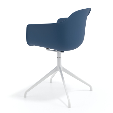 cadeira de reuniao branco azul base piramide plastico bracos fixos 6