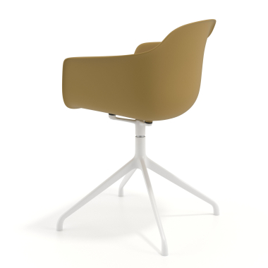 cadeira de reuniao branco amarelo base piramide plastico bracos fixos 6