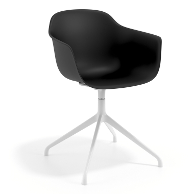 cadeira de reuniao branco preto base piramide plastico bracos fixos 1