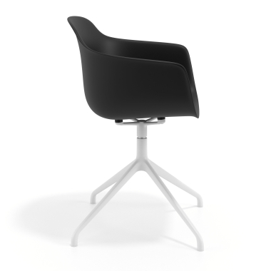 cadeira de reuniao branco preto base piramide plastico bracos fixos 4