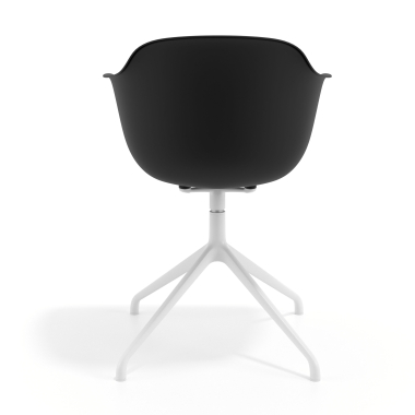 cadeira de reuniao branco preto base piramide plastico bracos fixos 5