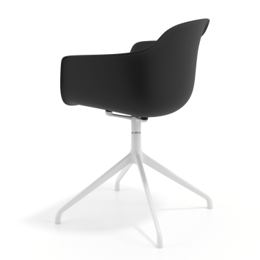 cadeira de reuniao branco preto base piramide plastico bracos fixos 6
