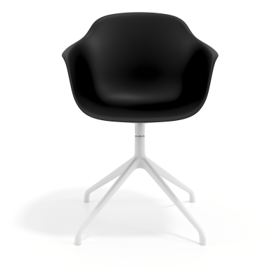 cadeira de reuniao branco preto base piramide plastico bracos fixos 3