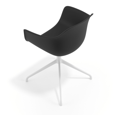 cadeira de reuniao branco preto base piramide plastico bracos fixos 7