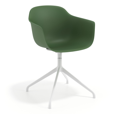 cadeira de reuniao branco verde base piramide plastico bracos fixos 1