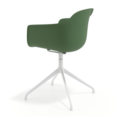 cadeira de reuniao branco verde base piramide plastico bracos fixos 6