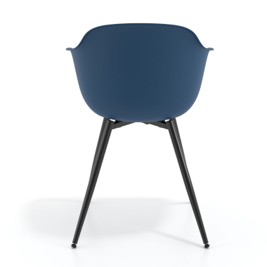 cadeira sala de espera preto azul 4 patas plastico bracos fixos 5